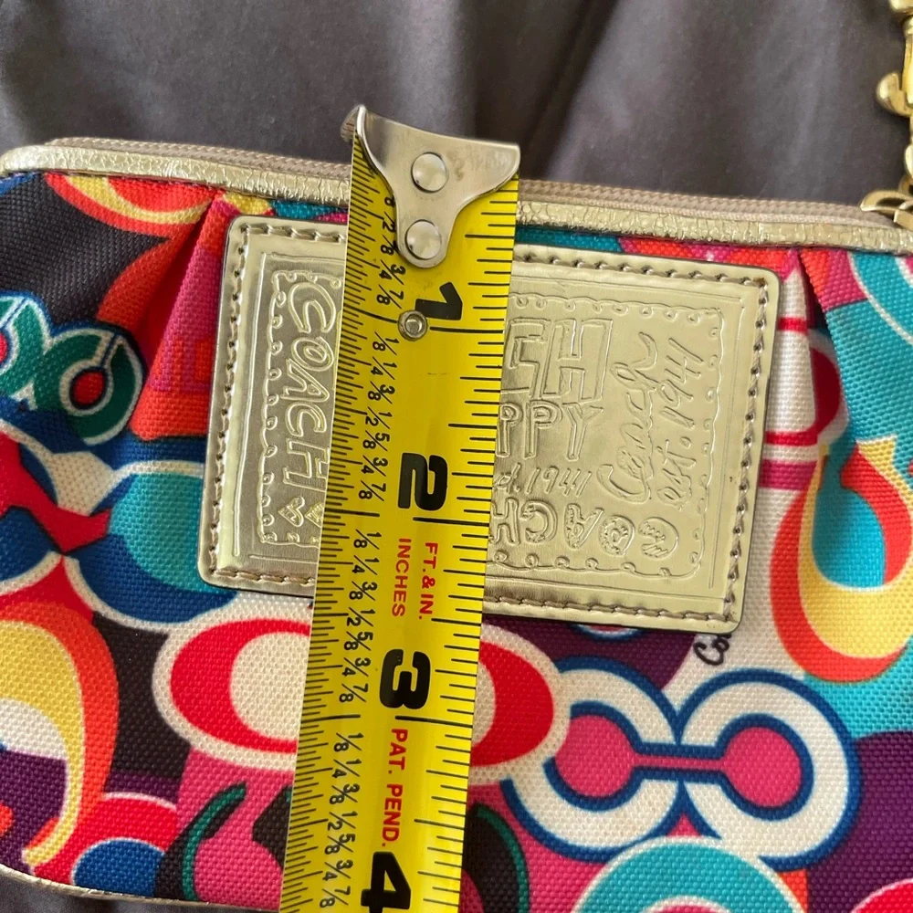 COACH - Mini Wristlet - Wallet- Vibrant Multicolor- Canvas - Picture 6 of 16